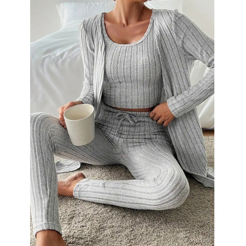 Sunken Stripe Chic 3-Piece Women's Casual Set - LauBelle Brand