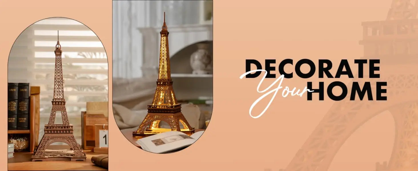 ROBOTIME 3D Wooden Puzzles Eiffel Tower DIY Model Kits to Build  Vintage Craft Gift