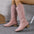Women's Retro Pointed Toe Chunky Heel Solid Color Side Zipper Mid-calf Cowboy Boot - LauBelle