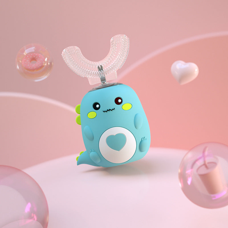 Children'S Electric Toothbrush Food Grade Silicone Oral 360 Degree Automatic Usb Charging Smart Children'S Toothbrush U-Shaped - LauBelle