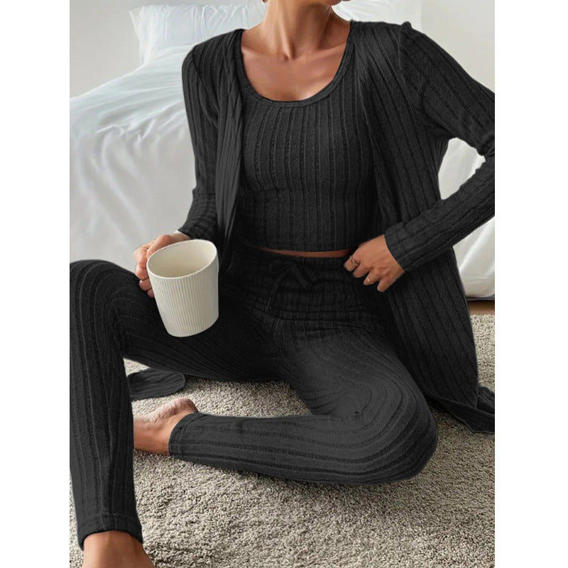 Sunken Stripe Chic 3-Piece Women's Casual Set - LauBelle