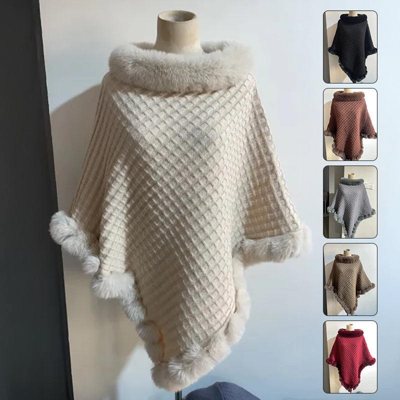 Luxe Rex Rabbit Fur Shawl Cape – Elegant Winter Wrap - LauBelle Brand
