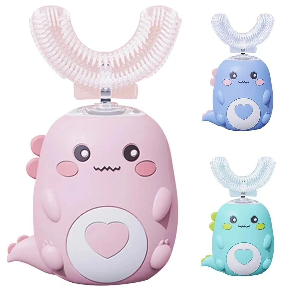 Children'S Electric Toothbrush Food Grade Silicone Oral 360 Degree Automatic Usb Charging Smart Children'S Toothbrush U-Shaped - LauBelle