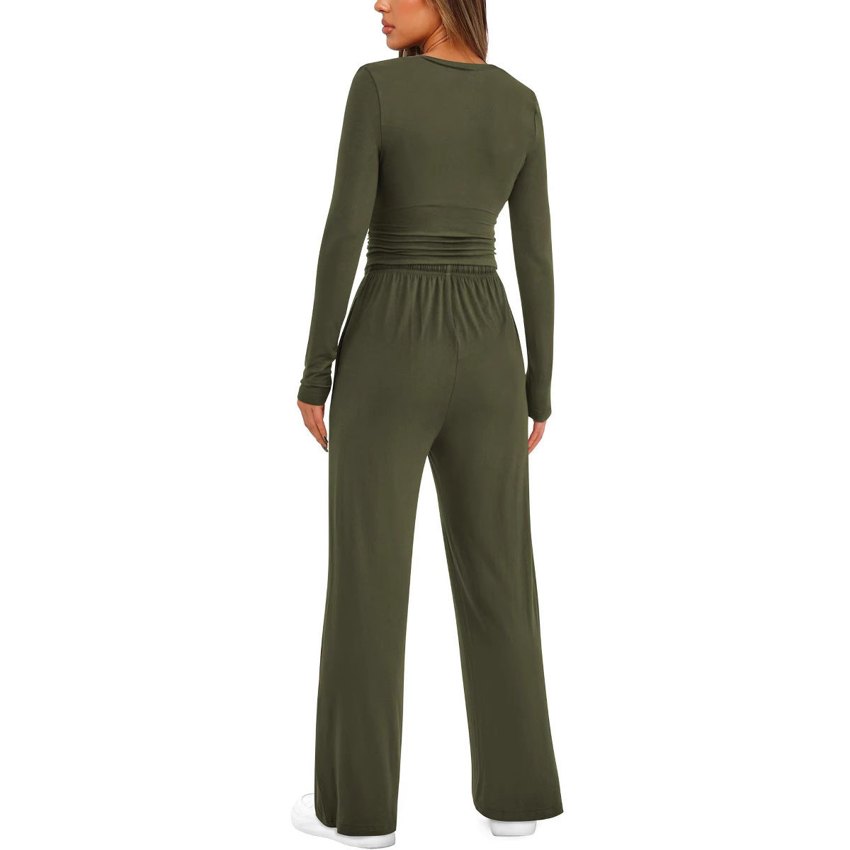 Chic Autumn 2-Piece Set: Long Sleeve Top & Wide Pants - LauBelle Brand