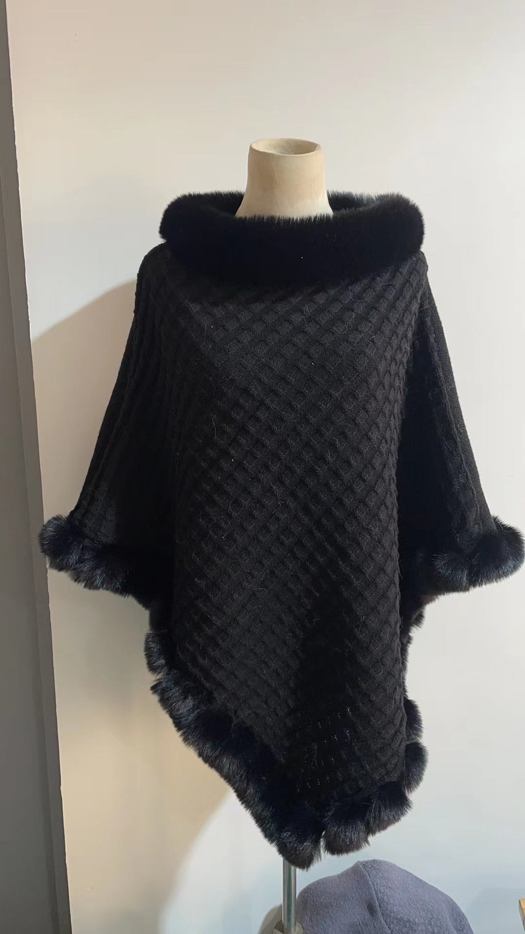 Luxe Rex Rabbit Fur Shawl Cape – Elegant Winter Wrap - LauBelle Brand