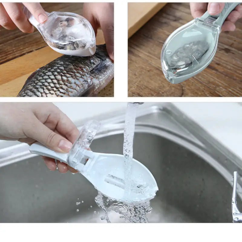 Fish Shaped Scale Remover with Cover for Clean and Easy