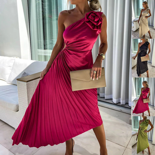 RosePetal Asym Pleated Dress - Sexy Evening Glam - LauBelle Brand