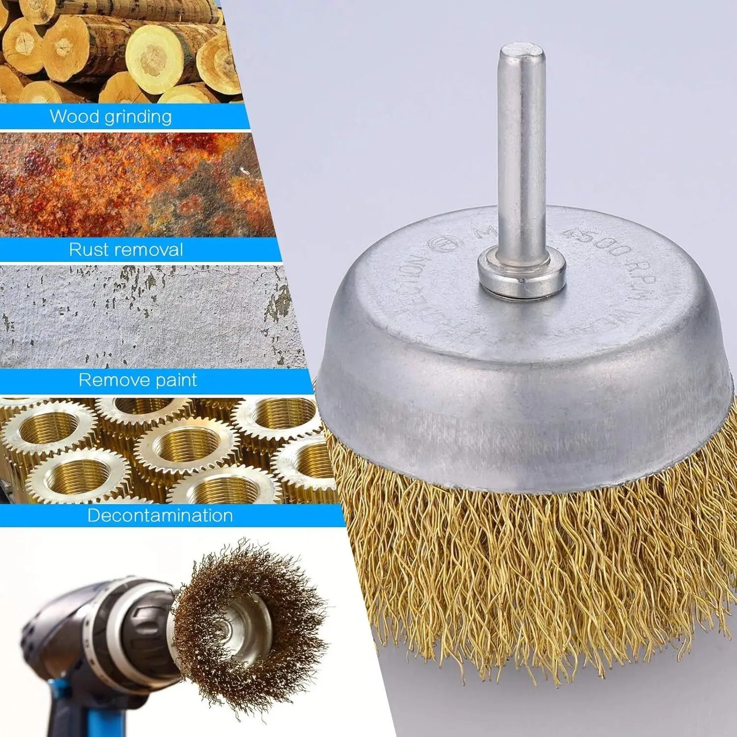 Steel Wire Grinding Brush Set 9 Pieces for Rust and Paint Removal