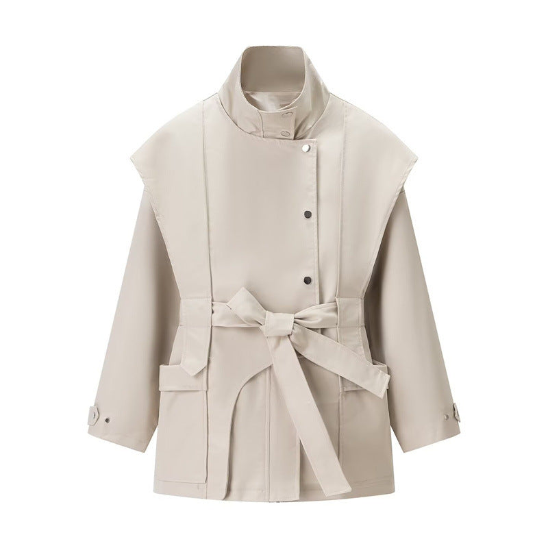ChicStand Women's Belted Trench Coat with Collar - LauBelle