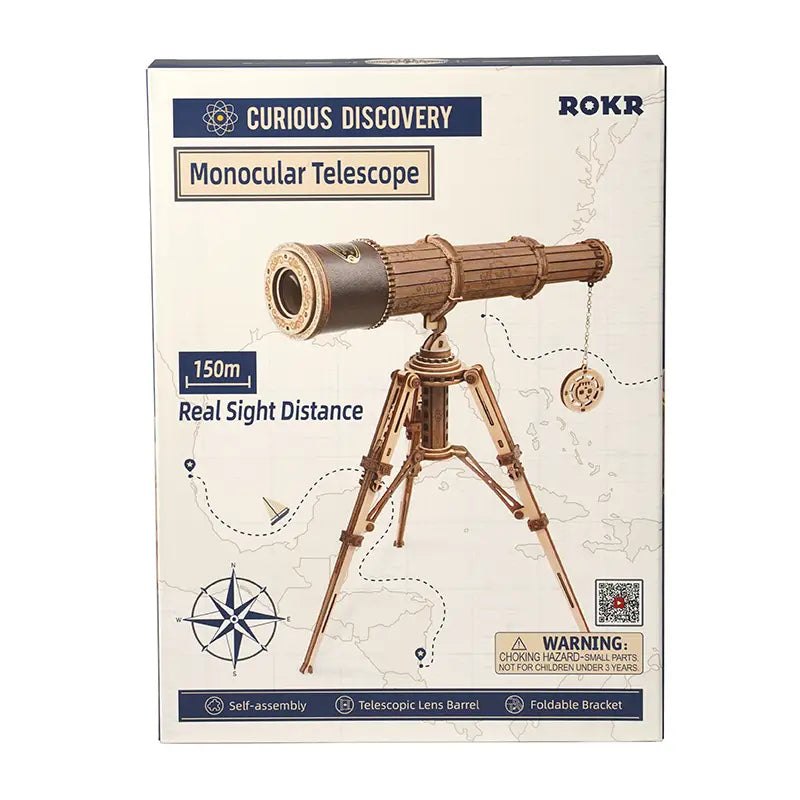 Wooden Telescope Model Kit 314 Pieces for Ages 14 and Up