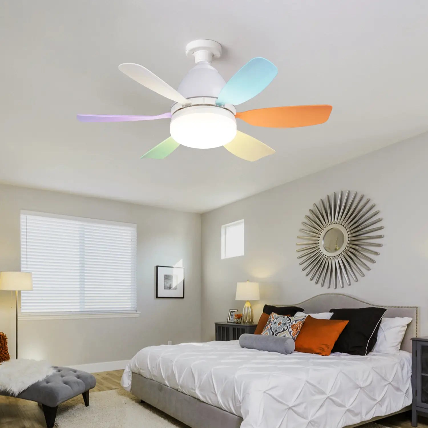 Modern ABS Ceiling Fan with RGB Light and Remote Control 32W 220V