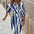 Chic Print Belted Slim Shirt Dress—3/4 Sleeve Lapel - LauBelle Brand
