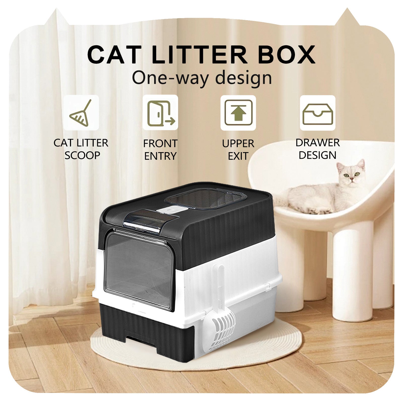 PurrfectEase XL: Odorless, Leak-Proof Cat Litter Box - LauBelle