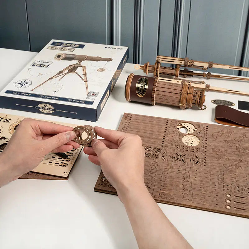 Wooden Telescope Model Kit 314 Pieces for Ages 14 and Up