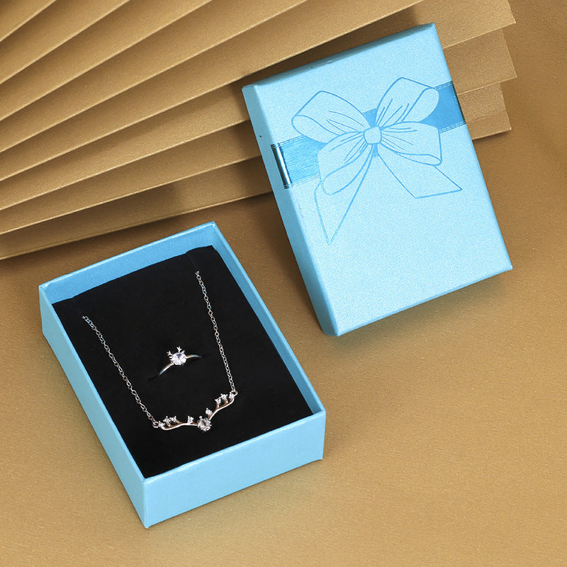 Chic Bow Jewelry Gift Box Set: Necklace & Earrings