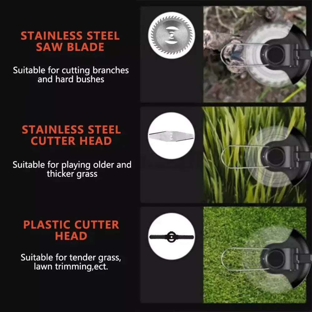 800W Cordless Grass Trimmer with Two Batteries and Charger Included Black 5