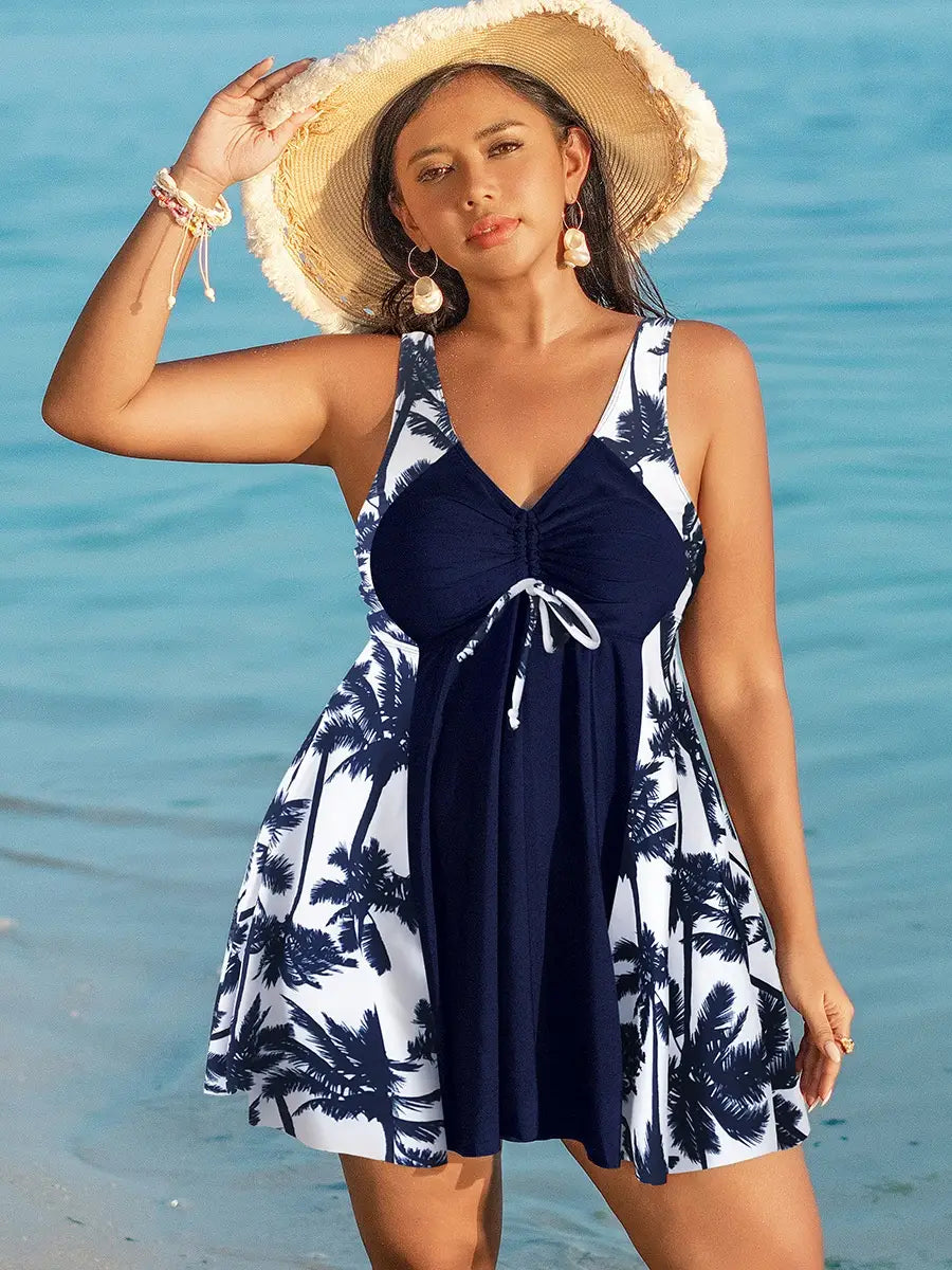 Women’s Creative Simple Printed Conservative Split Swimsuit