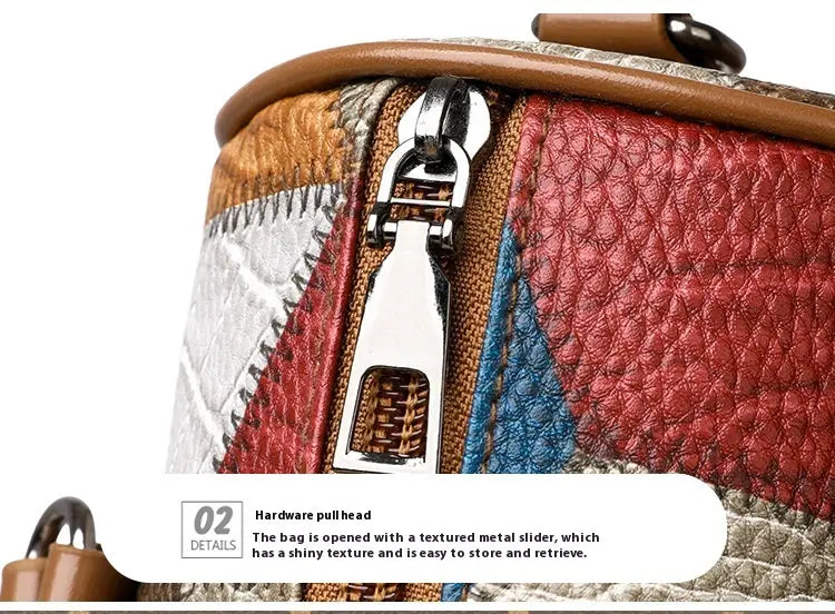 Zwarte en bruine PU Rhombus cilinder crossbody koffer