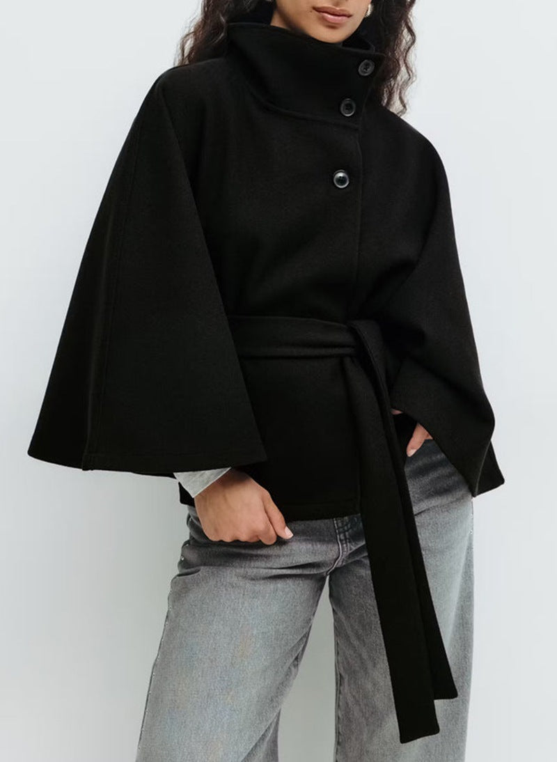Chic Winter Batwing Belted Trench Coat for Women - LauBelle Brand