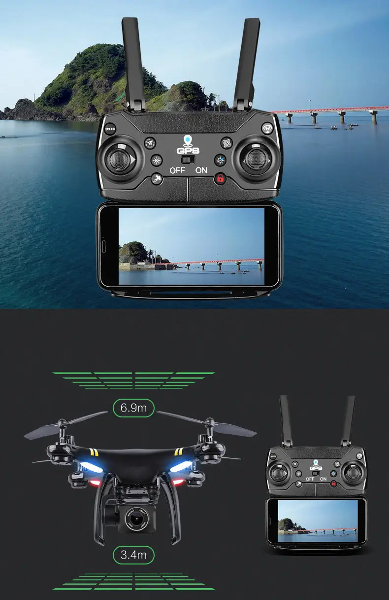 GW168 Remote Control Drone with LED Light and 3D Roll Functions