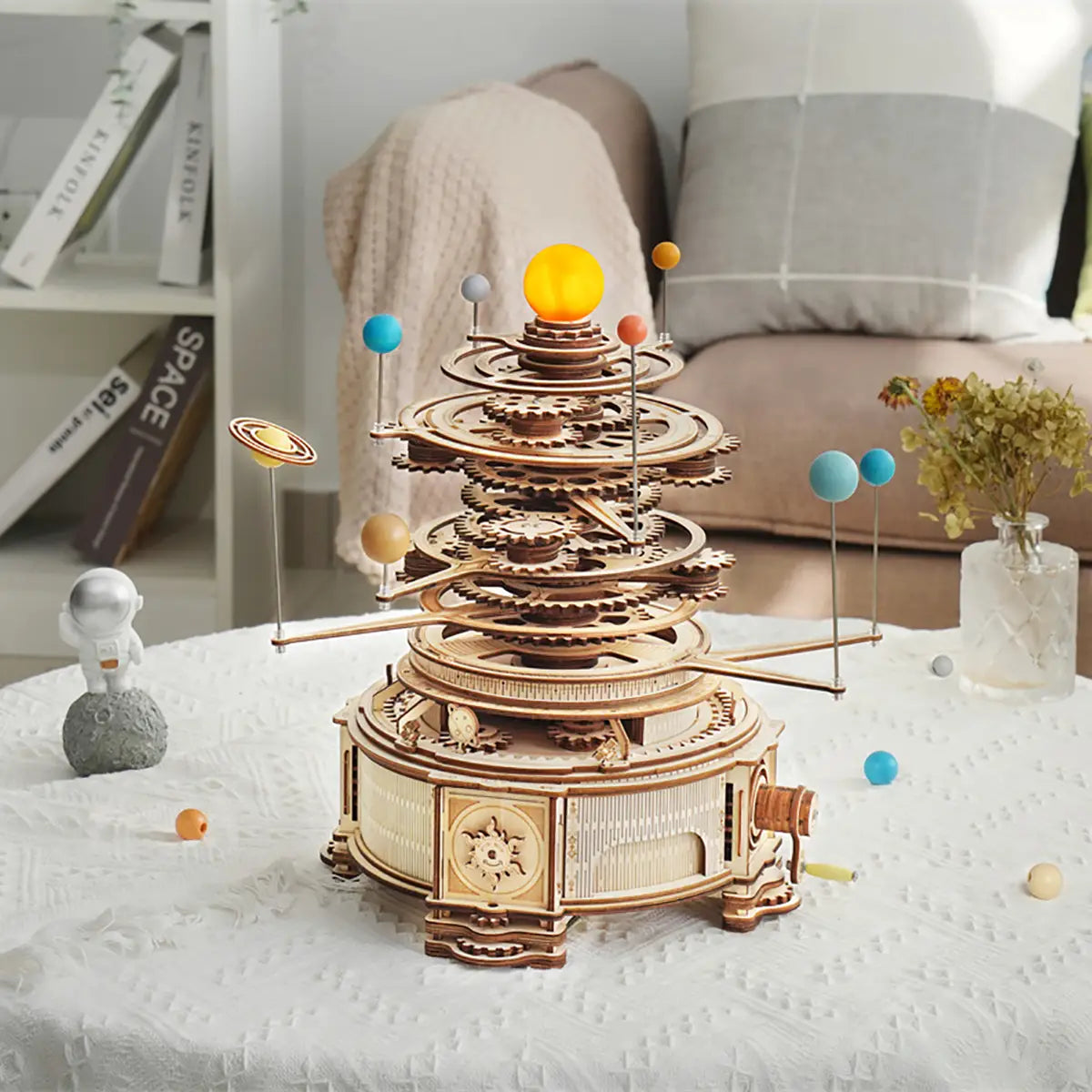 Rotatable Mechanical Orrery Wooden Model Kit 316 Pieces