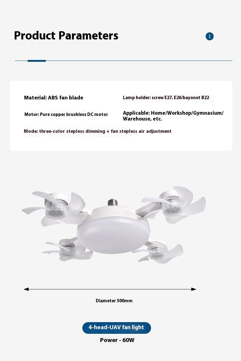 UAV Fan Lamp with Multiple Light Colors and IP66 Protection