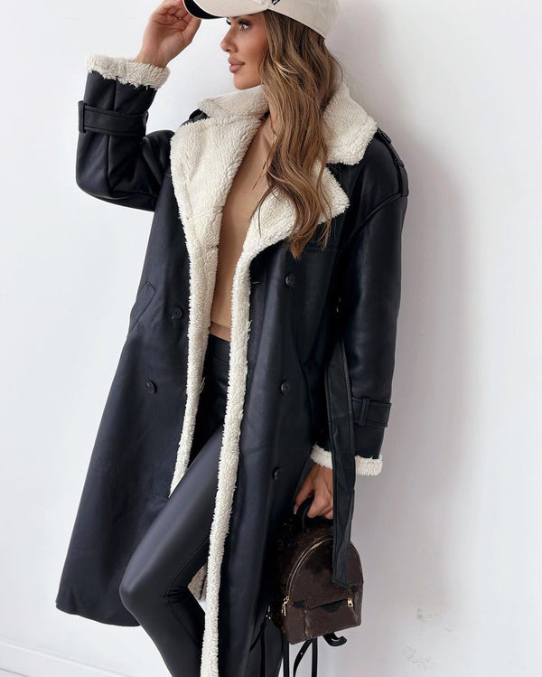 Chic Belted Double-Breasted Winter Trench Coat Women