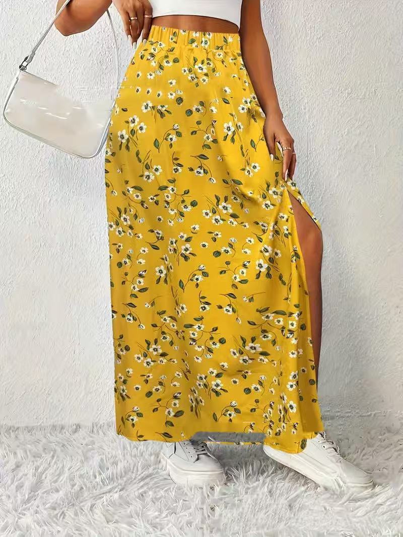 ChicSide Printed Slit Skirt for Women - LauBelle Brand