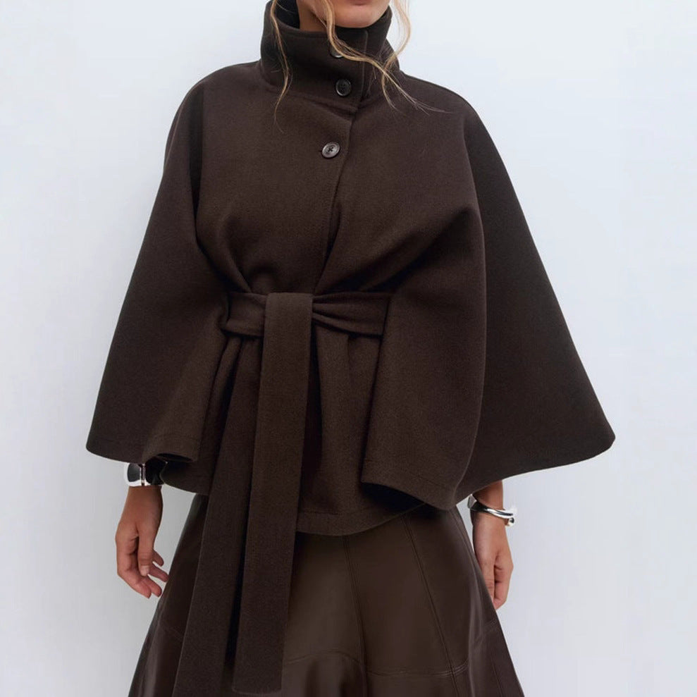 Chic Winter Batwing Belted Trench Coat for Women - LauBelle Brand