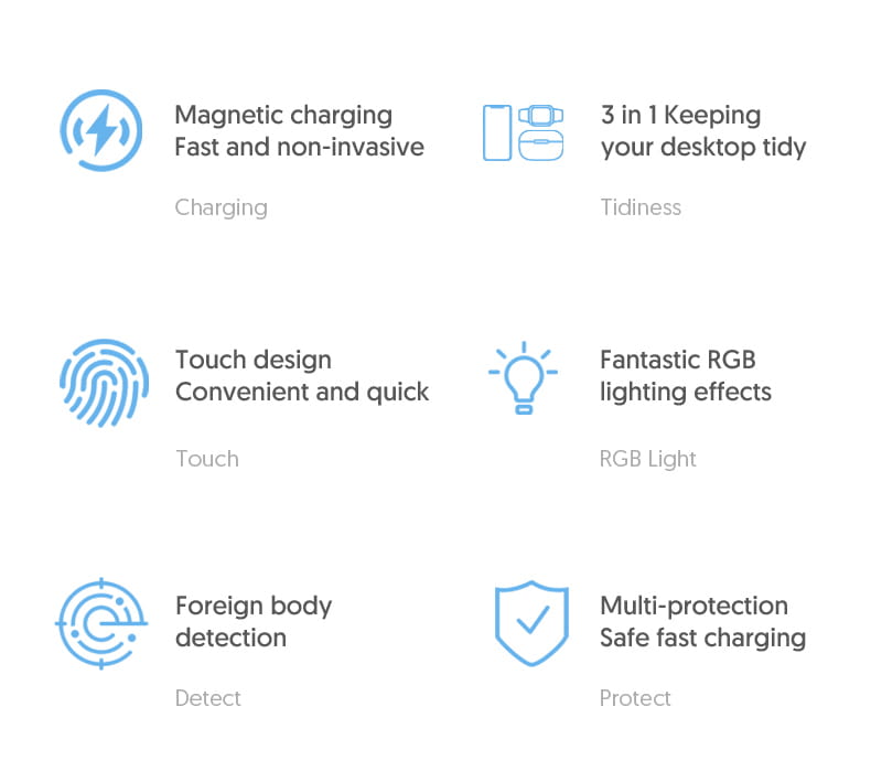 Magnetic Wireless Charger with RGB Lighting and Foreign Body Detection