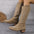 Women's Retro Pointed Toe Chunky Heel Solid Color Side Zipper Mid-calf Cowboy Boot - LauBelle