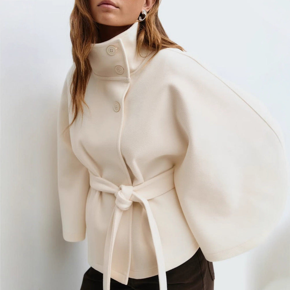 Chic Winter Batwing Belted Trench Coat for Women - LauBelle Brand