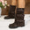 Vintage Suede Belt Buckle Pantyhose Boots - LauBelle
