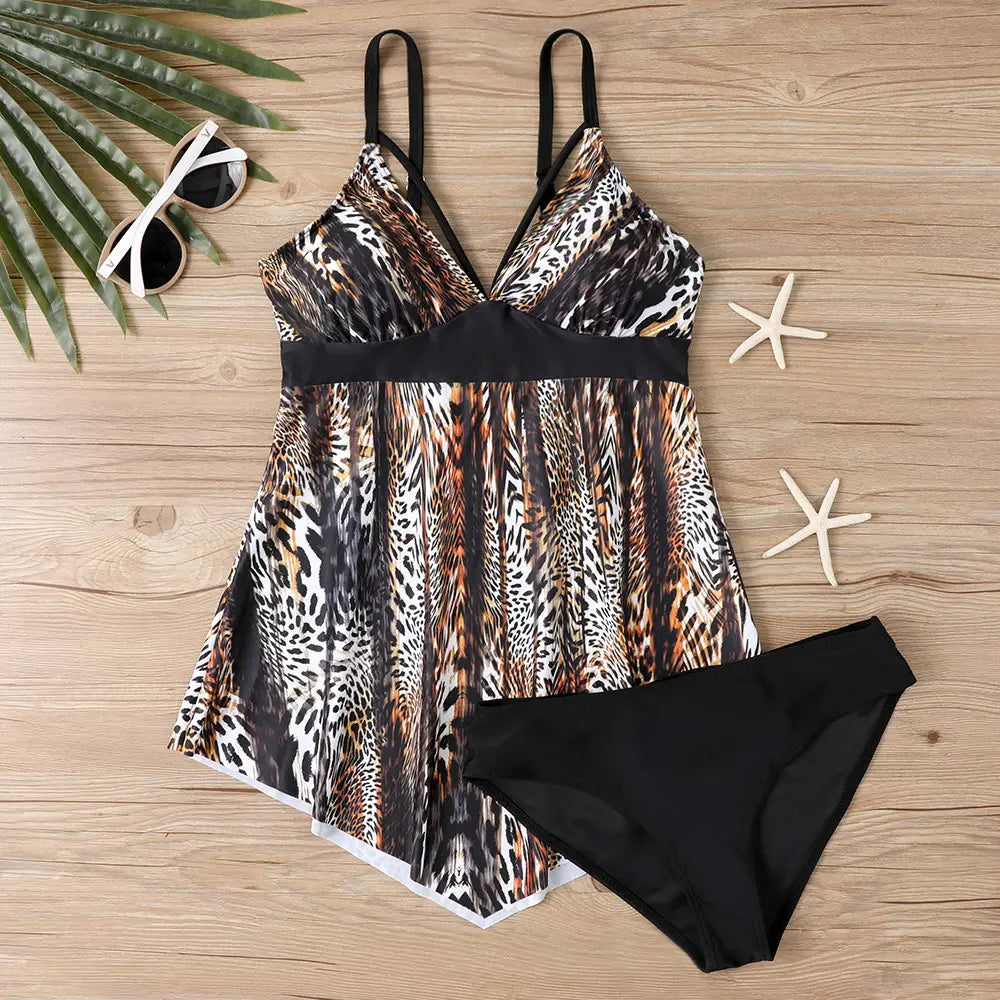 Bikini Printed Split Skirt Swimsuit Female Leopard Print