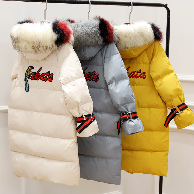 FrostLuxe Mid Down Jacket with Plush Fur Collar - LauBelle Brand