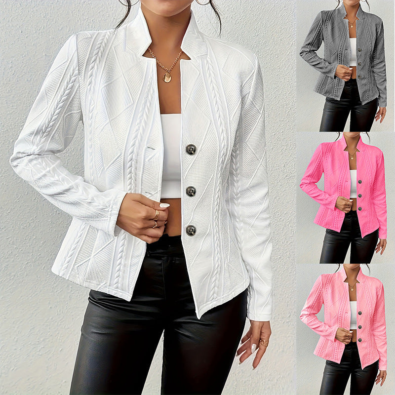 Elegance Blazer: Slim Fit Office Stand Collar - LauBelle