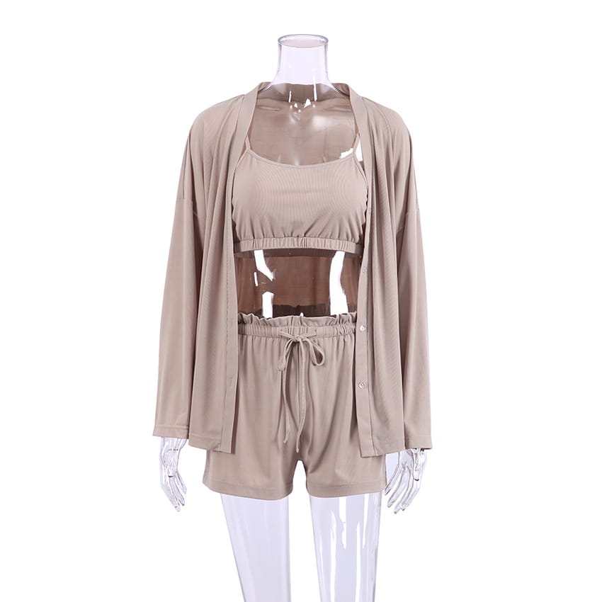 Knitted French Ice Silk Rib Wrap Chest Underwear Comfortable Women’s Pajamas