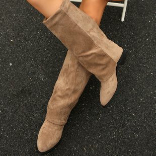 Chunky Heel Cowboy Boot Plus Size Knight Frye Boot - LauBelle