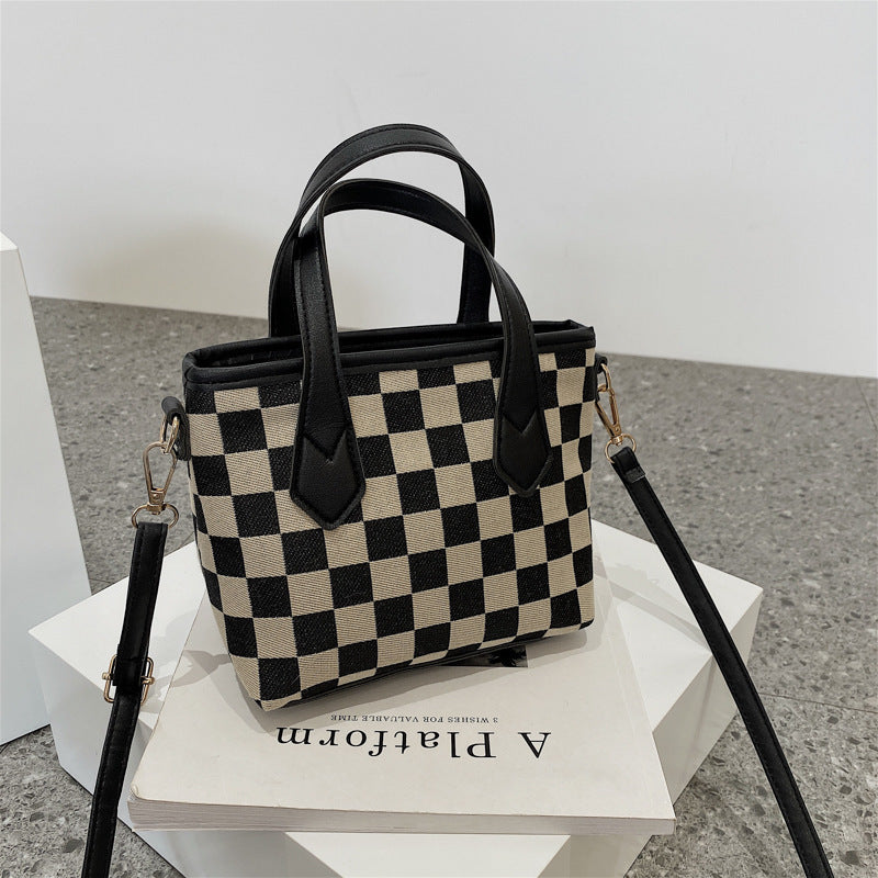 Chic Houndstooth Checkerboard Shoulder Tote for Women - LauBelle