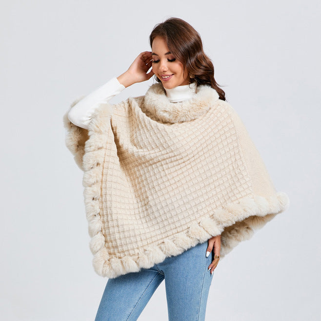 Luxe Rex Rabbit Fur Shawl Cape – Elegant Winter Wrap - LauBelle Brand