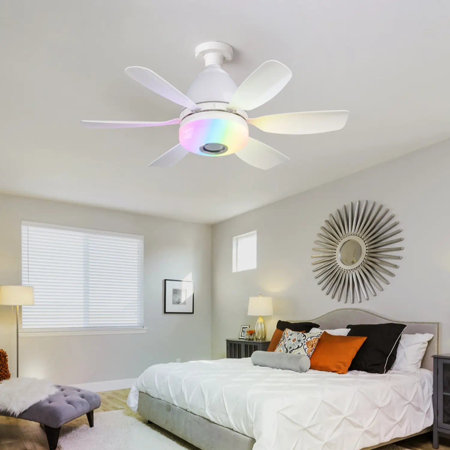 Modern ABS Ceiling Fan with RGB Light and Remote Control 32W 220V
