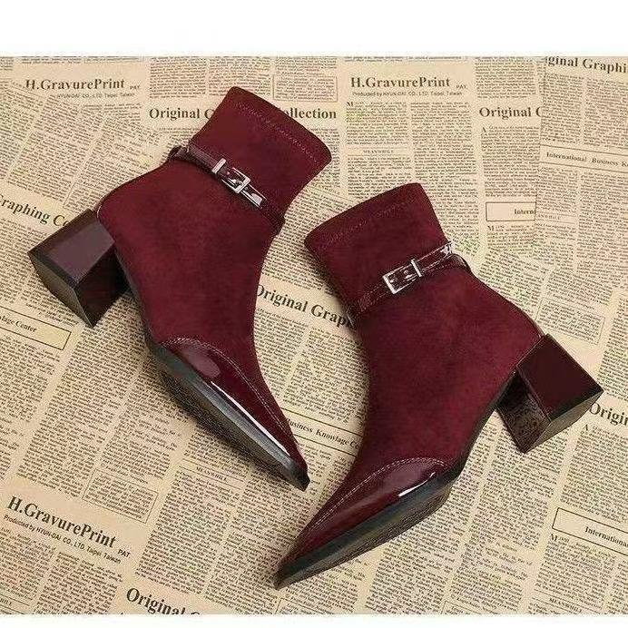 ChicRetro: Noir Suede Square-Toe Ankle Boots - LauBelle