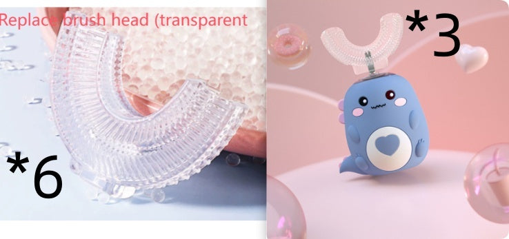 Children'S Electric Toothbrush Food Grade Silicone Oral 360 Degree Automatic Usb Charging Smart Children'S Toothbrush U-Shaped - LauBelle