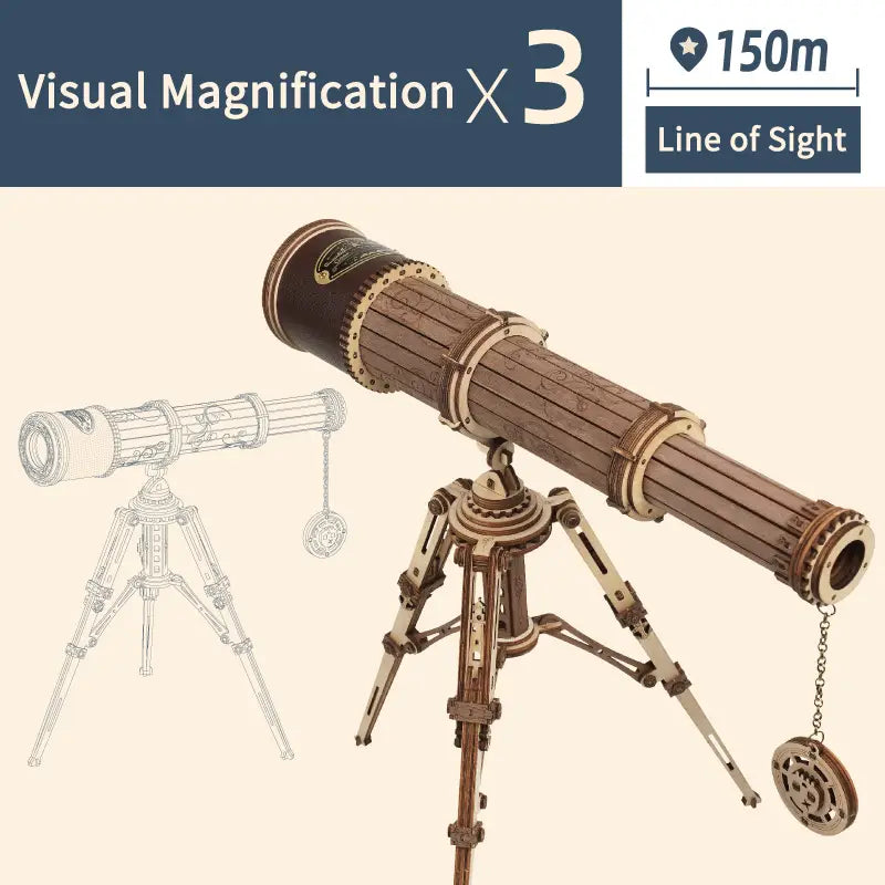 Wooden Telescope Model Kit 314 Pieces for Ages 14 and Up