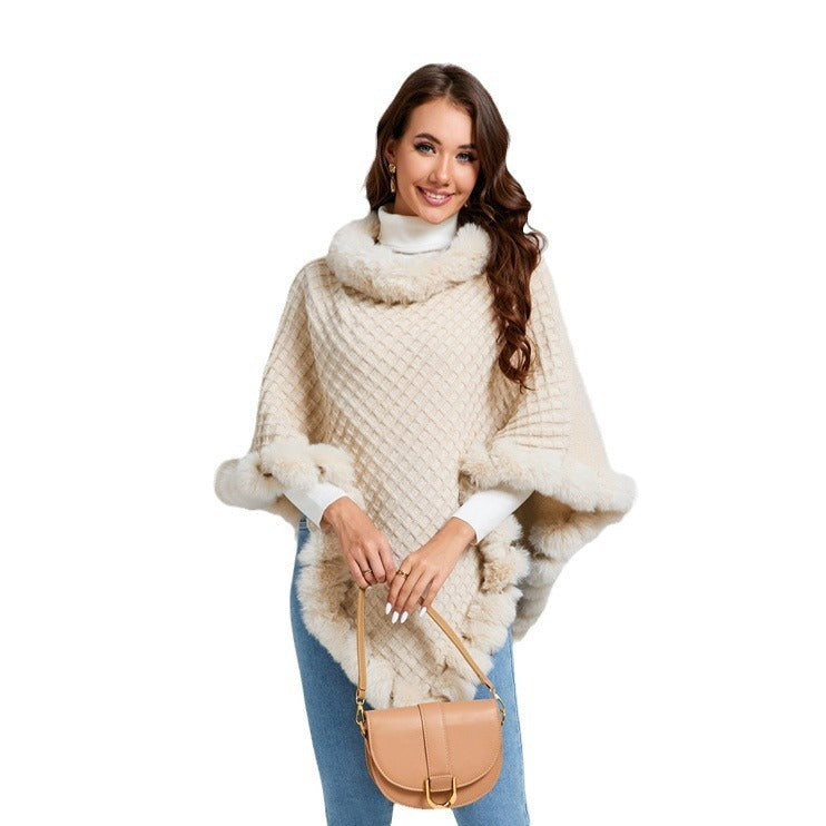 Luxe Rex Rabbit Fur Shawl Cape – Elegant Winter Wrap - LauBelle Brand