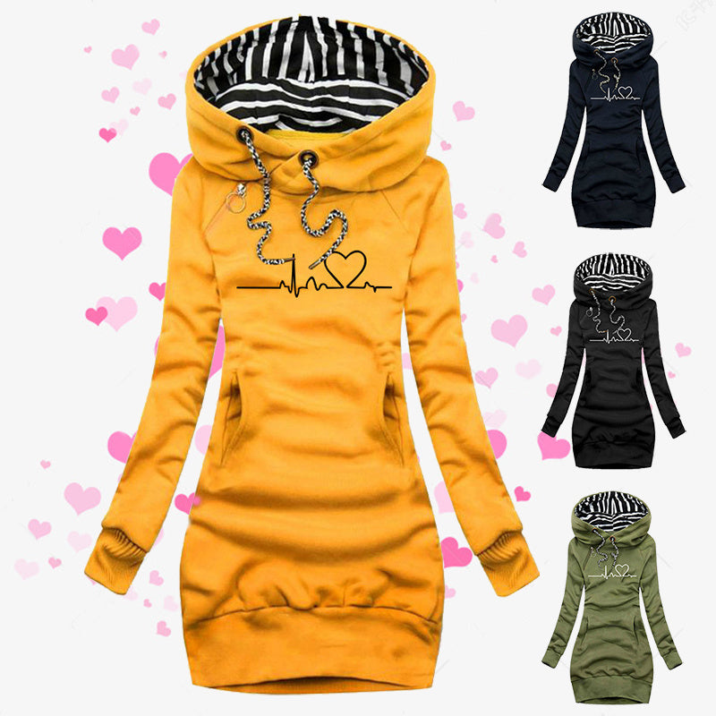 Heart Wave Women's Cozy Hoodie Pullover - LauBelle