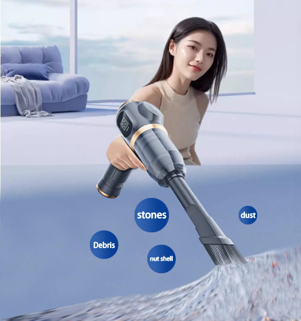 USB Digital Display Dual Use Blower and Suction Device Black