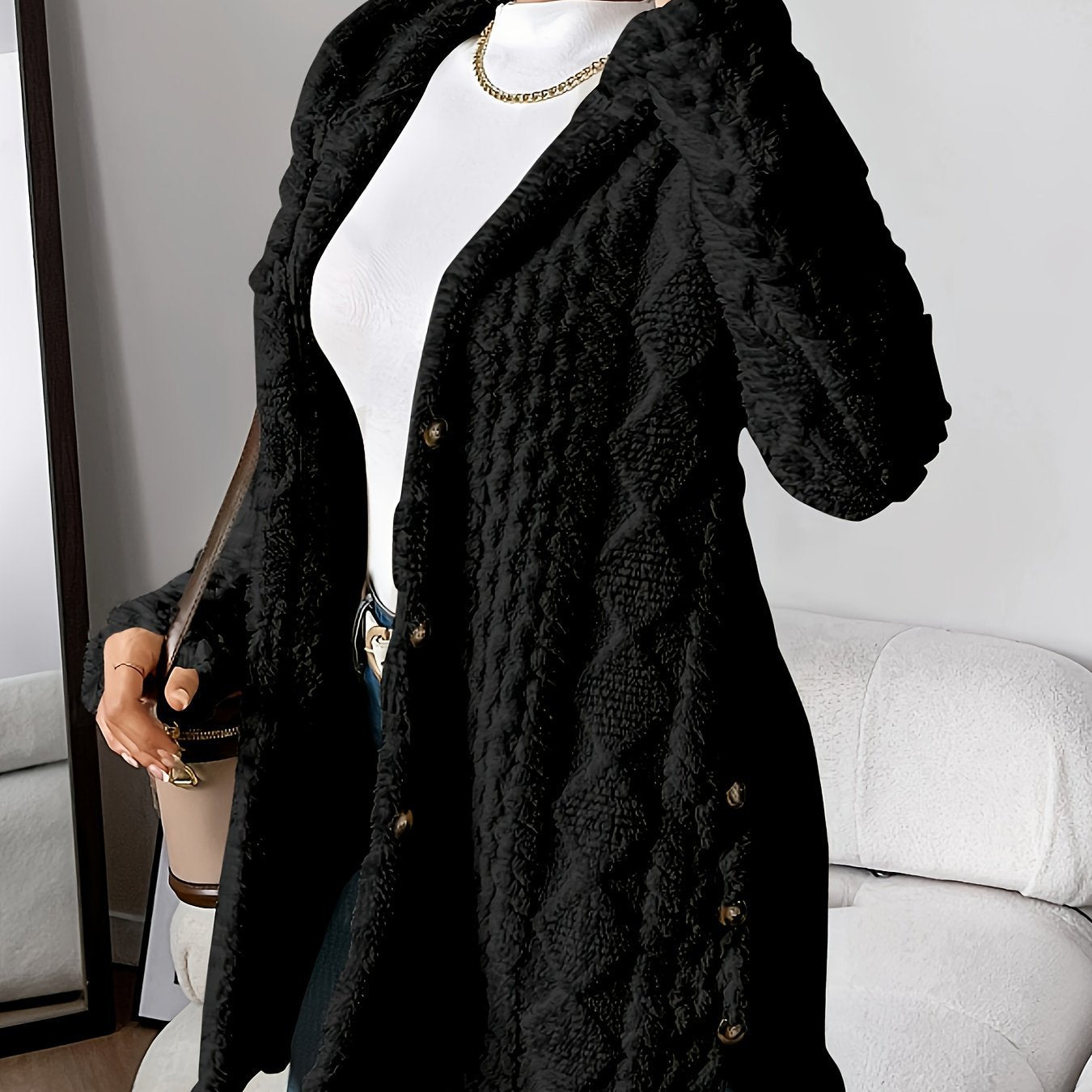 Frosty Chic Women’s Long Hooded Cardigan Coat - LauBelle Brand