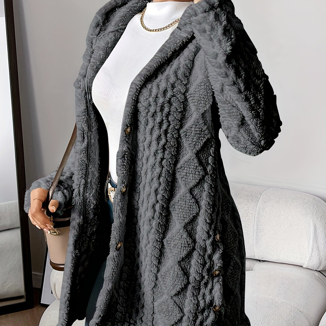 Frosty Chic Women’s Long Hooded Cardigan Coat - LauBelle