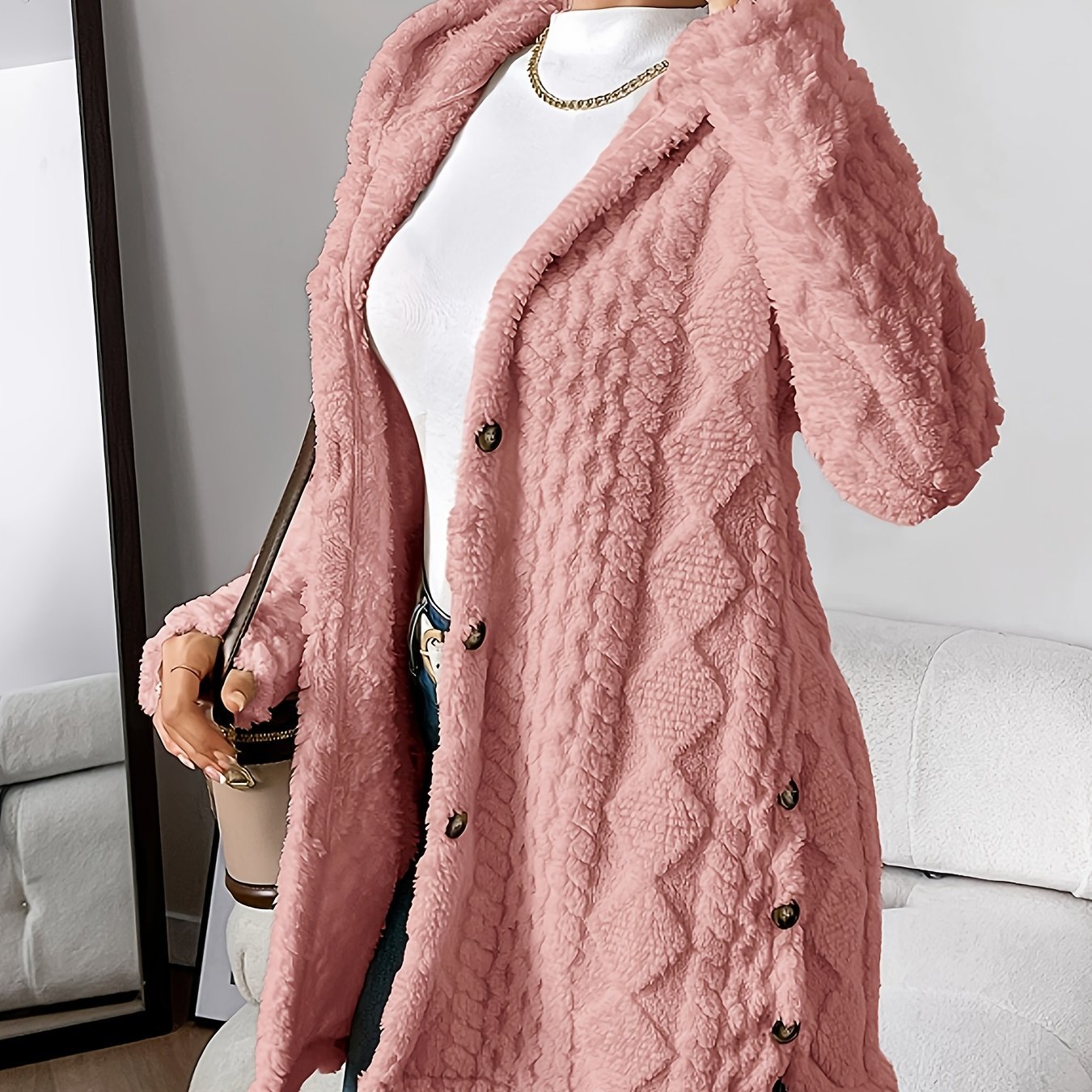 Frosty Chic Women’s Long Hooded Cardigan Coat - LauBelle